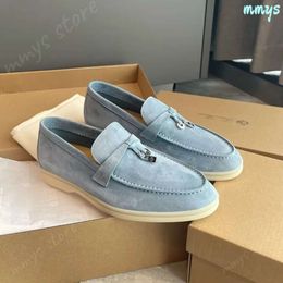 Loro Piano Casual Shoes Loafers Flat Low Top Suede Cow Leather Oxfords Moccasins Summer Walk Comfort Slip On Mens Designer Rubber Sole Flats