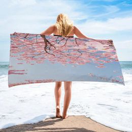 Towel Japan Pink Cherry Blossom Sky Beautiful Spring Household Bath Microfiber Quick Dry Face Surf Print Beach