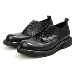Casual Shoes Retro Man Autumn Fashion Round Toe Real Leather Men Design Breathable Male Genuine Man's A102