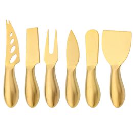 Gold Matte Stainless Sttel Handle Cheese Knife Set Mini Cheese Knife Butter Knife Slicer Knife Pizza Cutter Baked Cheese Knife 240407