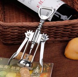 Stainless Steel Wine Bottle Opener Handle Pressure Corkscrew Red Wine Opener Kitchen Accessory Bar Tool Wing Corkscrew Opener LX629052009