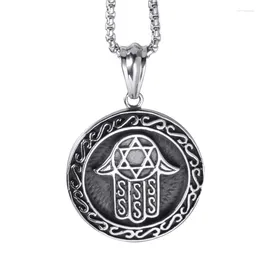 Pendant Necklaces Men Hamsa Hand Of Fatima Necklace Egyptian Symbol Stainless Steel Pendants With Chain