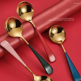 Spoons 304 Stainless Steel Spoon Household Creative Website Red Soup Children's Cute Iron Round Head For Eating