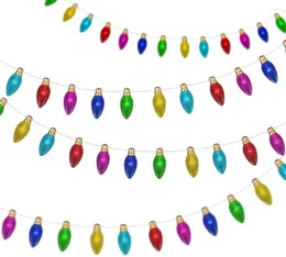 Party Decoration Classic Colourful Light Bulb Garland Christmas Hanging Banner Full Colour Streamer Backdrop For Birthday