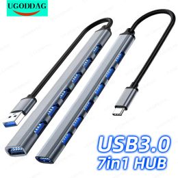 Hubs New 7 in 1 USB C HUB 3.0 Type C 4/7 Port Multi Splitter Adapter OTG USB Power Adapter for Macbook Pro 13 15 Air Mi Pro PC Laptop