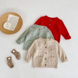 Jackets Coat Autumn Boys Girls Baby Solid Color Sweater Versatile Cardigan Hollowing Out Knitting Cotton Mesh Yarn Long Sleeved