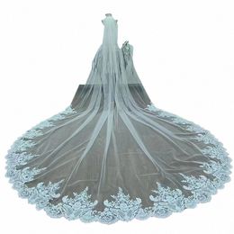 real Photos Lg Lace Appliques Wedding Veil White Ivory Cathedral 1 Layer Bridal Veil 3.5 Metres Bride Veil Wedding Accories 70VY#