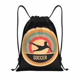 vintage Soccer Gift For Football Players Drawstring Bags Women Men Foldable Sports Gym Sackpack Shop Backpacks 648r#