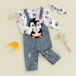 Clothing Sets FOCUSNORM 0-18M Infant Baby Girls Clothes 3pcs Animal Print Long Sleeve Romper With Embroidery Overall Pants Headband