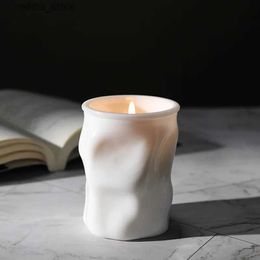 Fragrance Irregular White Porcelain Cup Aroma Candle Essential Oil Incense Smokeless Fragrance Ornament Home Bedroom Decoration L410