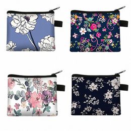 floral Print Small Cosmetic Bag Girl Women Sanitary Napkin Storage Organizer Bag Coin Card Mey Eearphe Lipstick Holder Pouch N4QQ#