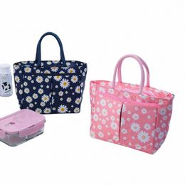 daisy Print Cute Lunch Bag Thermal Insulati Large Capacity Portable Picnic Hangbag Office Lunch Box Bag Kids School Lunch Bags p7IK#