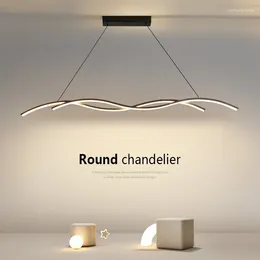 Chandeliers Nordic Modern Luxury Long Bar Table Aluminium LED Chandelier High Colour Eye Protection Pendant Lamp Warm Romantic Home Lighting