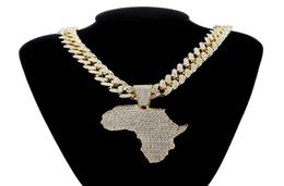 Fashion Crystal Africa Map Pendant Necklace For Women Men039s Hip Hop Accessories Jewellery Necklace Choker Cuban Link Chain Gift6197847