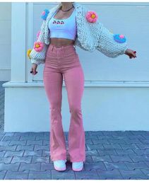 Women's Jeans Y2k Women Flared Fashion Streetwear High Waist 90S Pink Stretch Baggy Mom Wide Leg Pants Casual Denim Trousers 2024