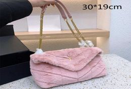 Cosmetic Bags Cases furry designer bag tote bag Winter Fur Puffer Chain Bags luxury handbag woman Soft Warm Lou shoulder pochette 5963844