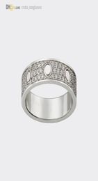 Designer Rings Love Ring Band Diamond-Pave Wedding Ring Silver Women/Men Luxury Jewelry Titanium Steel Gold-Plated Never Fade Not Allergic 215821232912669