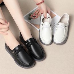 Casual Shoes 2024 Autumn Genuine Leather Women's Single Lefu Soft Sole Face Small White Plus Size 42