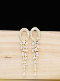 Dangle Chandelier Dubai 18 Karat Gold Pendant Earrings Rose Tassel Jewellery Earrings For A Wedding Party Elegant And Beautiful L2579227