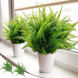 Decorative Flowers 2pcs Simulation Fern Leaf Artificial Flower Home Decor Grass Green Plants Persian Leaves For DIY Wedding Christmas