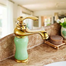 Bathroom Sink Faucets Marble And Cold Mixer Tap Luxury Deck Mounted Brass Gold Washbasin Single Handle Basin Faucet J16937