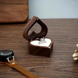 Gift Wrap Wedding Love Ring Box Walnut Storage Packaging Heart-shaped Wooden Ear Stud Earrings Jewellery