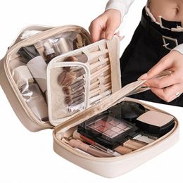 travel Makeup Bag Waterproof Double Layer Large Capacity Compartment Cosmetic Bag With Handle Stylish Organiser For Women Y9rG#