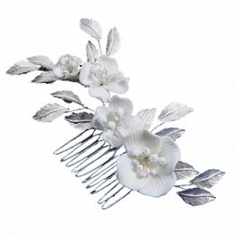 princ Pearls Hair Comb Wedding Hair Accories for Women Wedding Florals Sier Leaf Hairpin Tiaras Party Jewelry Headdr Y5E5#