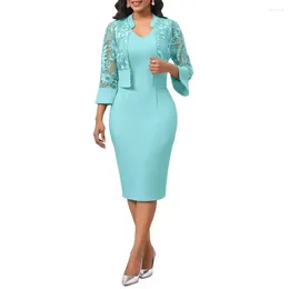 Casual Dresses Formal Dress Cardigan Set V-neck Midi Elegant Lace For Women With Embroidery Detail V