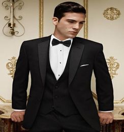 New Arrivals Two Buttons Black Groom Tuxedos Notch Lapel Man Groomsman Men Wedding Suits Bridegroom JacketPantsVest 6619467323