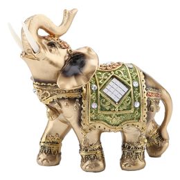Chinese Traditional Feng Shui Lucky Elephant Statue Resin Wealth Animal Sculpture Elephant Figurine Ornament Home Decoration 240408