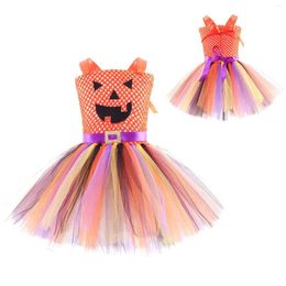 Girl Dresses Toddler Kids Girls Infant Halloween Pumpkin Role Play Fancy Party Costume Mesh Tulle Smocked Casual