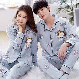 Home Clothing Fall 2024 Lovers Clothes Little Monkey Couple Costume Pyjamas Kawaii Women's Shirts And Trousers Suit Korea Plus Size Men