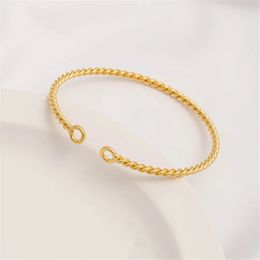 Sand Gold Fried Dough Twists Bracelet Double Loop Diy Hand Woven Jewellery Handmade Accessories 240416