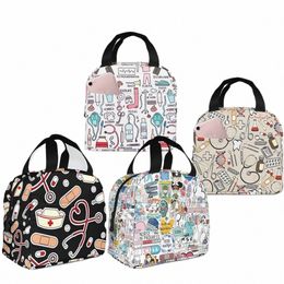 1pcs New Arrive Fresh Cooler Bag Doctors Nurse Pattern Insulated Lunch Bags Women Food Cooler Warm Bento Box Tote For Kids Z31v#