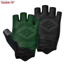 Cycling Gloves Santic Mens Cycling Gloves Summer Short Finger Cycling Gloves Outdoor Sports Shock Absorption Cycling Half Finger 2023 New L48