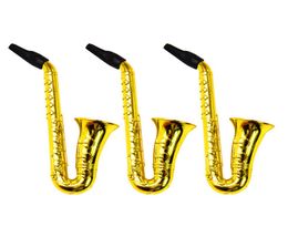 Novelty Metal Sax Saxophone Shape Tobacco Pipe Cigarette Smoking Pipes Gold Color Smoking Pipes Accessory5043476