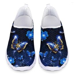 Casual Shoes WHEREISART 2024 Women Sneakres Ladies Blue Butterfly Animal Print Comfortable Breathable Female Loafers Zapatillas Mujer