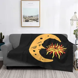 Blankets Funny Blanket Sun And Moon Fleece Plush Spring Autumn Breathable Ultra-Soft Throw For Bedding Thin Quilt