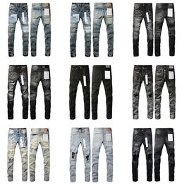 Mens jeans Designer purple brand skinny jeans Pull straight jeans Wash old long black pants dry than pants