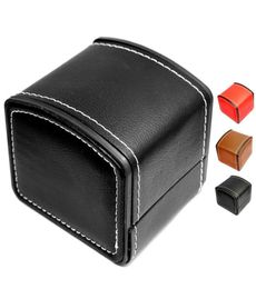 Fashion Watch Box Faux Leather Square Jewelry Watch Case Display Gift Box with Pillow Cushion ship3724209