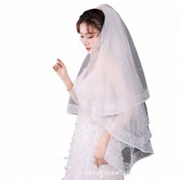 cut Edge Two Layers Wedding Bridal Veil with Comb Cheap Voile Mariage Wel Accories i4hz#