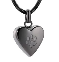 IJD8455 Black Colour Eternal Loving Necklace Hold Your Loved Ones Ashes Paw Printed Memorial Urn Cremation Pendant Funeral Casket8097827