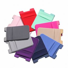 unisex Adhesive Sticker Phe Pocket Stick On Card Wallet High Quality Stretchy Cell Phe Credit Card Sleeve Pouch 809v#