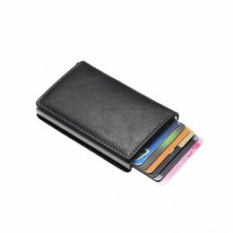 wallet Credit Card Holder Men Wallet RFID Box Bank Card Holder Vintage Leather Wallet with Mey Clips 02 E36h#