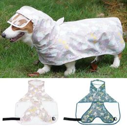 Dog Apparel Practical Rainwear Waterproof Pet Raincoat Cartoon Print Puppy Hooded Rain Jacket Rainproof