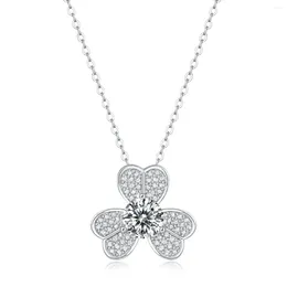 Chains Luxury Fashion High-end S925 Sterling Silver Platinum D Colour 1 Moissanite Diamond Clover Petal Pendant Necklace For Women