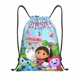 custom Gabbys Dollhouse Drawstring Bag for Training Yoga Backpacks Women Men Carto Mermaid Sports Gym Sackpack T091#