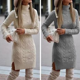 Casual Dresses Knitted Dress Warm Winter Waist Tight Cold Resistant Autumn Twist Slim Fit