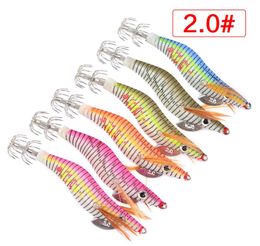 30PCS Plastic Fishing Lures Wood Shrimp Squid Jig Crankbait Jigging Hooks 20 25 30 35 40 Squid Hooks3640970